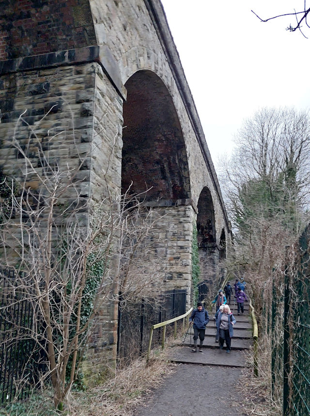 The C group leaving the Bollington Viaduct