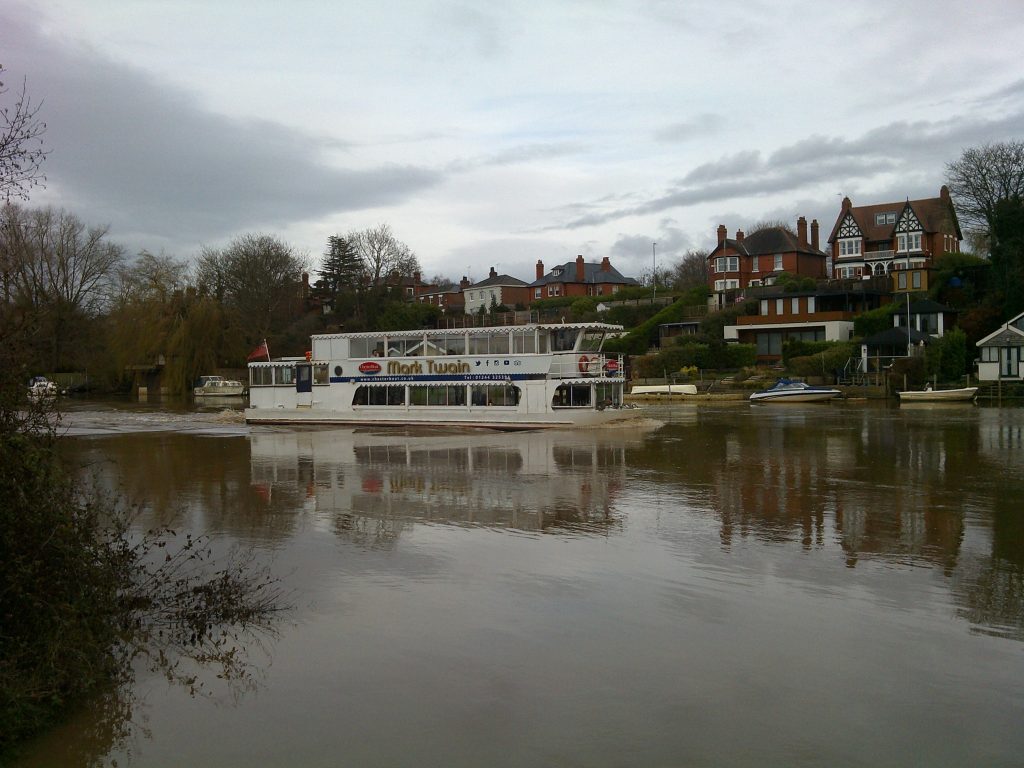 The Mark Twain sailing down the river as we approach Chester.