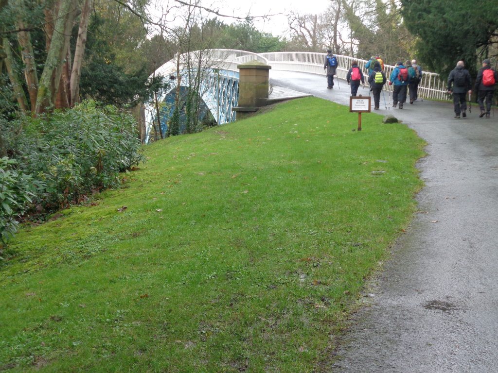 Walking over Aldford Iron Bridge